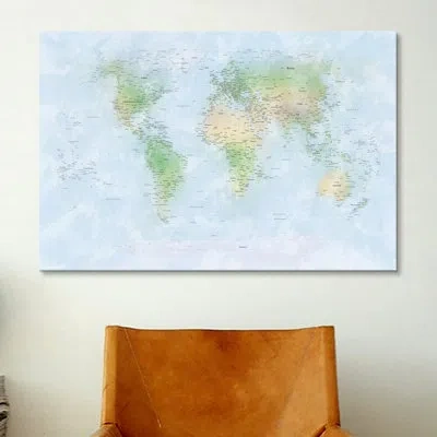 Icanvas 'world Map Iii' Graphic Art On Canvas In No Mat,wrapped Canvas