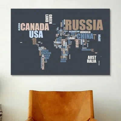 Icanvas 'world Map In Words' Textual Art On Canvas In No Mat,wrapped Canvas