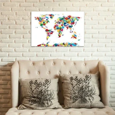 Icanvas 'world Map Paint Drops' Graphic Art On Canvas In No Mat,wrapped Canvas