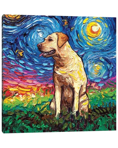 Icanvas Yellow Labrador Night Ii By Aja Trier Wall Art In Blue