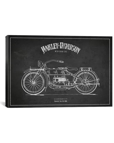 Icanvas Art Harley-davidson Charcoal Patent Blueprint By Aged Pixel In Black