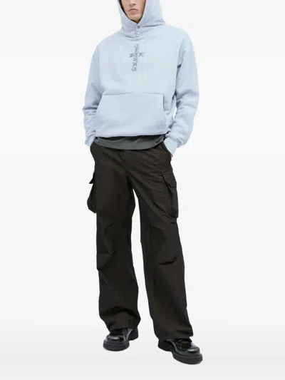 Ice & Techno Cross-print Snap-fastening Hoodie