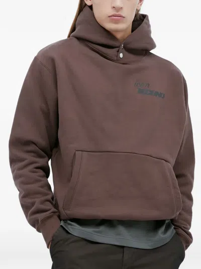 Ice & Techno Logo Print Hoodie In Brown