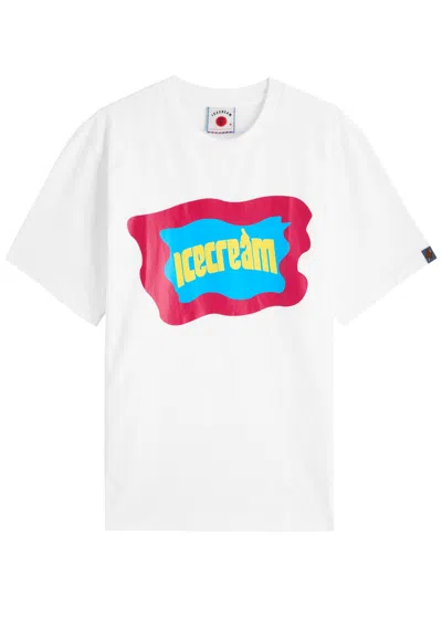 Ice Cream Block Logo Cotton T-shirt In White