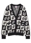 Ice Cream Checkerboard Knit Cardigan In Black