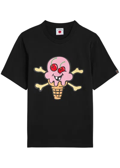 Ice Cream Cones & Bones Cotton T-shirt In Black