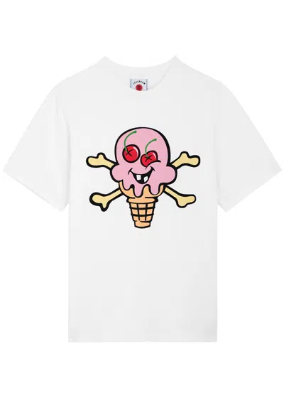 Ice Cream Cones & Bones Cotton T-shirt In White