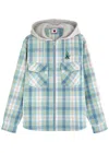 Ice Cream Logo-embroidered Checked Hooded Jacket In Blue