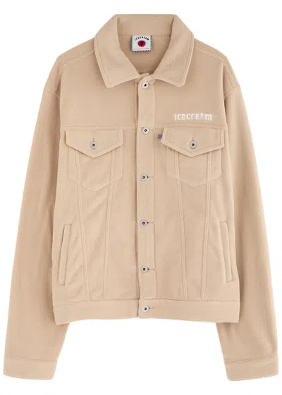 Ice Cream Logo-embroidered Fleece Jacket In Beige