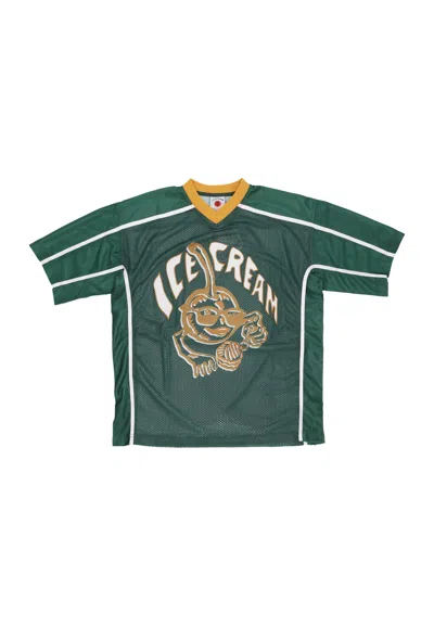 Ice Cream Man Cherry Applique Football Top Green