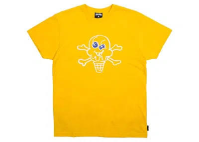 Pre-owned Ice Cream Men's  Cones And Bones Tee Shirt In Yellow