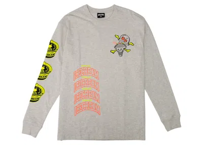 Pre-owned Ice Cream Men's  Cup Of Cone Long Sleeve Tee Shirt In White/heather Grey