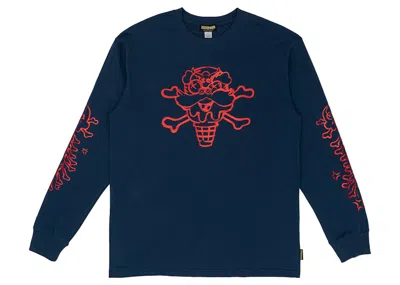 Pre-owned Ice Cream Men's  Firecracker Foil Long Sleeve T-shirt In Navy Blue