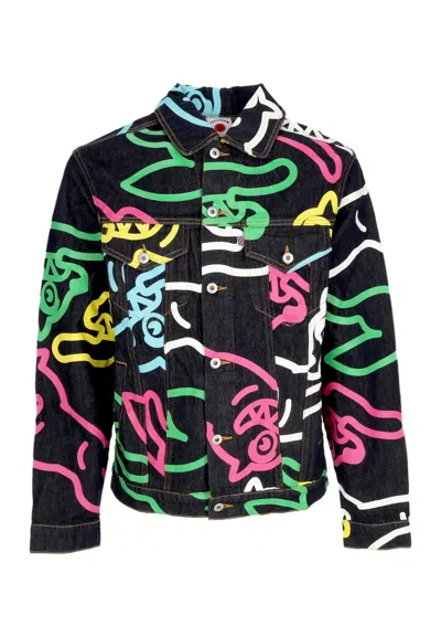 Ice Cream Men's Jeans Running Dog Denim Jacket Black/multiple