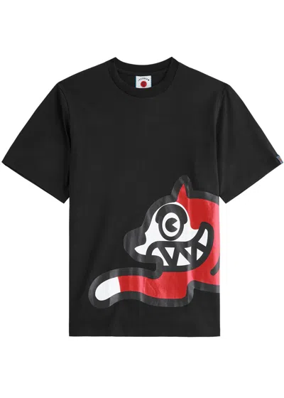 Ice Cream Running Dog Printed Cotton T-shirt In Black
