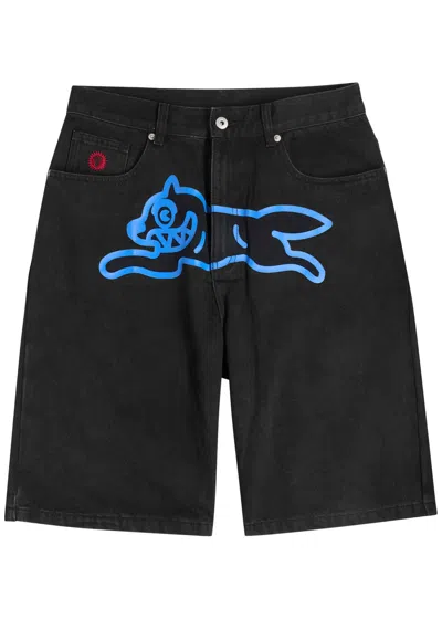 Ice Cream Running Dog Printed Denim Shorts
