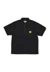 Ice Cream Shirt Sleeve Short Man Quarter Zip Work Shirt Black