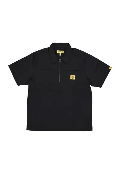 Ice Cream Shirt Sleeve Short Man Quarter Zip Work Shirt Black