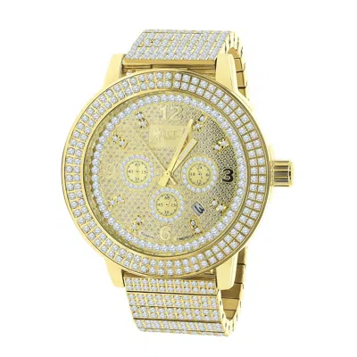 Pre-owned Ice House 18k Gold Tone Finish Solid Stainless Steel Real Diamond Dial Men's Watch