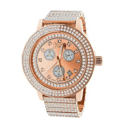 Pre-owned Ice House 18k Rose Gold 2 Tone Stainless Steel Genuine Diamond Dial Mens Watch 54mm W/date