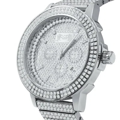 Pre-owned Ice House 18k White Gold Tone Real Diamonds Dial Full Stainless Steel Men's Watch