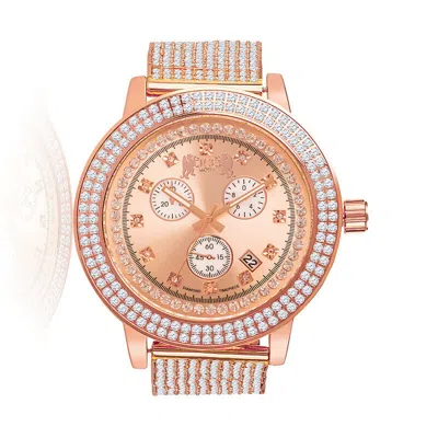 Pre-owned Ice House Genuine Diamond Mens Jojino/joe Rodeo Rose Gold 2 Row Bezel Custom Band Watch