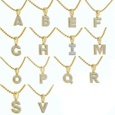 Pre-owned Ice House Genuine Diamond Real 10k Gold Initial Letter Alphabet A-z Mini 3d Pendent Charm In H-i