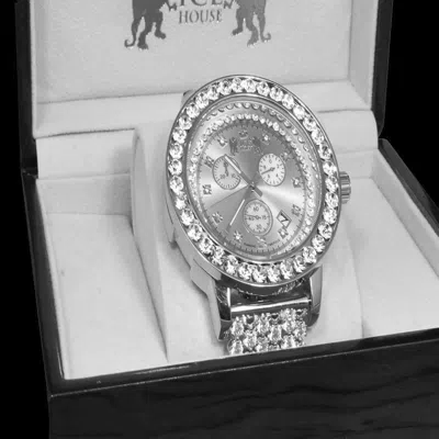 Pre-owned Ice House Genuine Diamond Time Piece 14k Gold Tone Finish Big Stone Custom Bezel Watch Men
