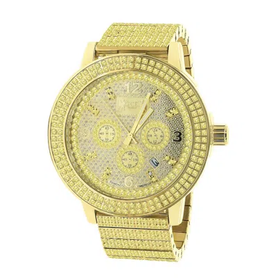 Pre-owned Ice House Genuine Diamonds Dial Canary Gold Stainless Steel Men's Gold Watch
