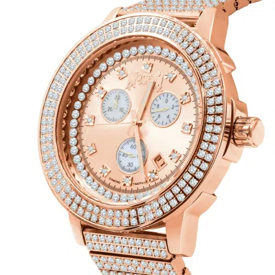 Pre-owned Ice House Men's Full Stainless Steel Genuine Diamond Dial Rose Gold Tone Watch 54mm W/date
