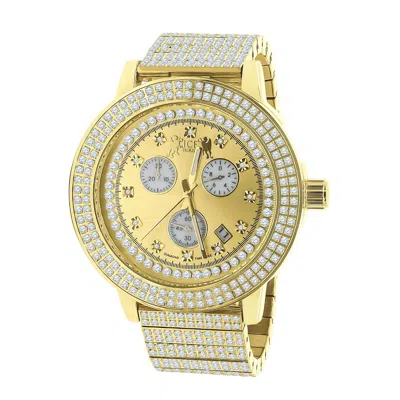 Pre-owned Ice House Mens Genuine Diamond Solid Stainless 18k Gold Tone Finish  Watch W/date