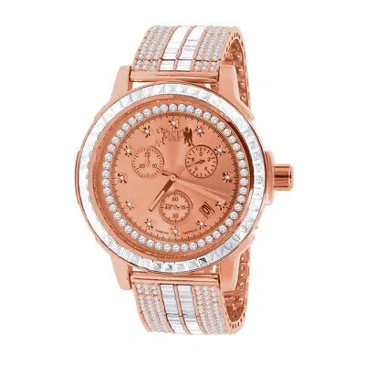 Pre-owned Ice House Mens Solid Steel Bezel Custom Band Watch W/date Function 18k Rose Gold Finish
