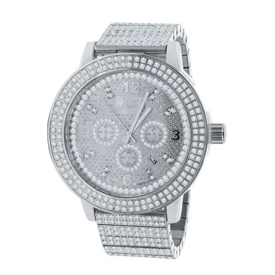 Pre-owned Ice House Real Diamonds Dial 18k White Gold Tone Solid Stainless Steel Custom Men's Watch