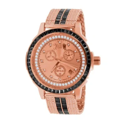 Pre-owned Ice House Rose Gold Black Onyx Real Diamond Dial Solid Steel Custom Bezel Band Mens Watch