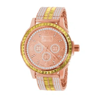 Pre-owned Ice House Rose Gold Canary Solid Steel Bezel Watch Real Diamond Dial Custom Band W/date