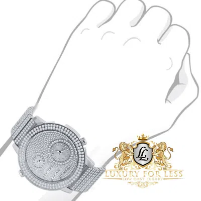 Pre-owned Ice House Solid Steel 18k White Gold Tone Genuine Diamond Dial Men's Xl Custom Watch 45mm