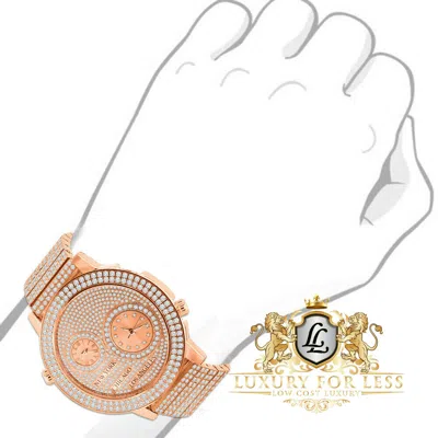 Pre-owned Ice House Solid Steel Chronograph 18k Rose Gold Tone Diamond Dial Men's Custom Watch 45mm