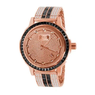 Pre-owned Ice House Solid Steel Rose Gold Black Onyx Real Diamond Dial Custom Bezel Band Mens Watch