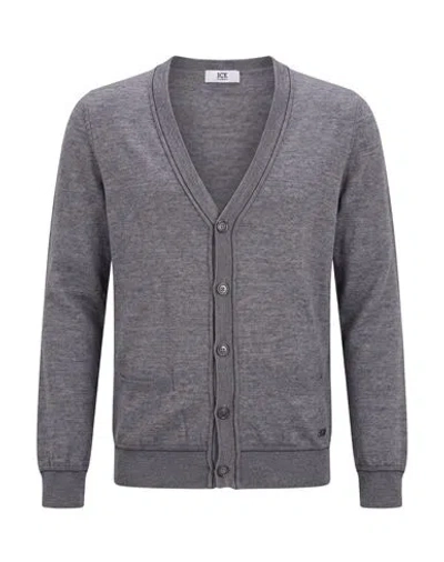 Ice Iceberg Man Cardigan Grey Size L Wool, Acrylic In Purple