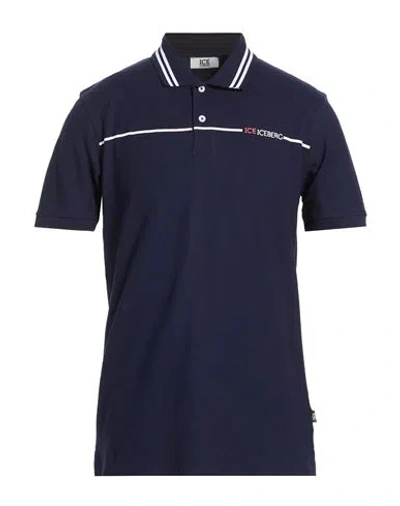 Ice Iceberg Man Polo Shirt Navy Size Xl Cotton In Blue