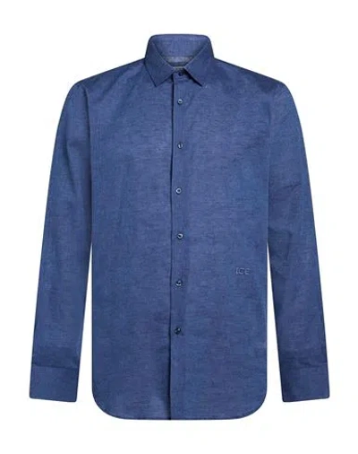 Ice Iceberg Man Shirt Blue Size 17 ½ Linen, Cotton