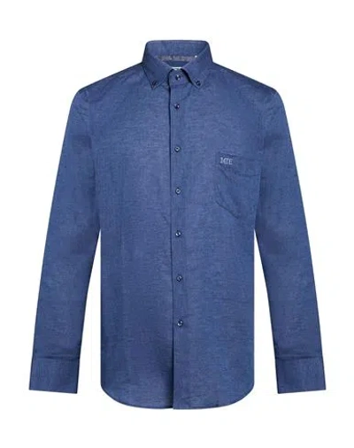 Ice Iceberg Man Shirt Blue Size 17 Linen, Cotton