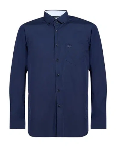 Ice Iceberg Man Shirt Midnight Blue Size 17 ½ Cotton