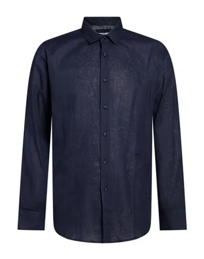 Ice Iceberg Man Shirt Midnight Blue Size 17 ½ Linen, Cotton