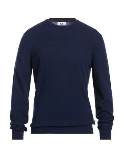 Ice Iceberg Man Sweater Navy Size Xl Wool, Polyamide In Blue