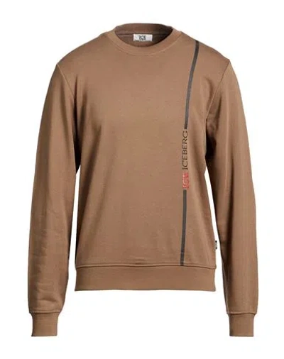 Ice Iceberg Man Sweatshirt Khaki Size Xl Cotton In Brown