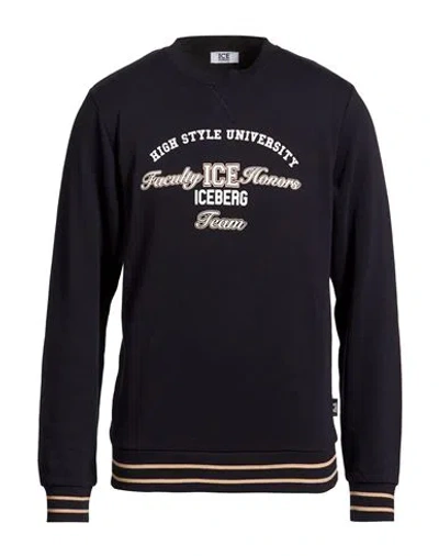 Ice Iceberg Man Sweatshirt Midnight Blue Size Xxl Cotton, Polyester In Black