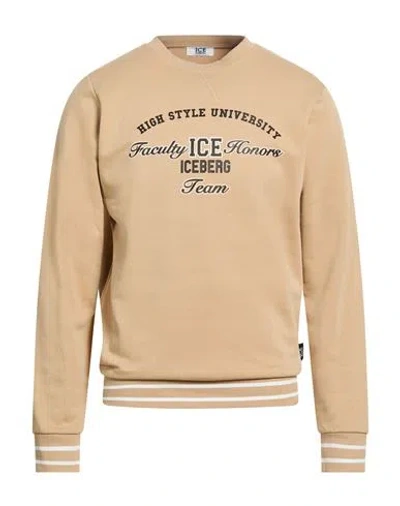 Ice Iceberg Man Sweatshirt Sand Size Xxl Cotton, Polyester In Brown