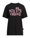 Ice Iceberg Woman T-shirt Black Size L Cotton, Elastane