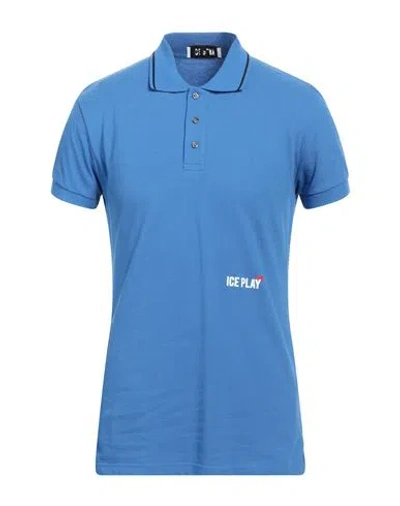 Ice Play Man Polo Shirt Azure Size S Cotton In Blue